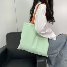 Stripe Contrast Color Women's Canvas Shoulder Bag Large Capacity CollegeBook Tote Zipper Handbags Simple Commuter Shopping Bag