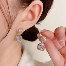 925 Silver Needle Korean Fashion Colorful Cube Crystal Earrings For Women Jewelry 2024 Trending New Sweet Zircon Stud Earrings
