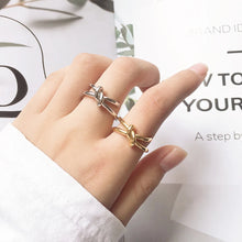 Elegant Korean Two Circle Women Cool Girls Adjustable Open Ring Finger Ring Party Accessories Knot