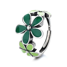 2024 Korean Trendy Green Drip Oil Flower Opening Ring for Woman Girls Party Jewelry Gifts Charm Fashion Accessories