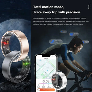 llNuyoah New Smart Ring SR06 with Charging Case for Men Women Heart Rate and Blood Oxygen Monitor IP68 & 5ATM Waterproof Sport