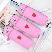 Pencil Case Cartoon Bear Big Capacity Silicone Case Portable Toiletries Exam Pen Pencil Pouch Case Travel Luggage Make Up