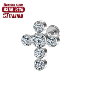 F136 Titanium Piercings Lip Beads CZ Tragus Women Septum Cartilage Spiral Earrings Studs Helix Charming Body Jewelry Wholesale