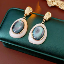 Oil-drop Oval Resin Earrings for Women 2025  Korean Fashion French Retro Earrings Versatile High-end Luxury Designer Jewelry