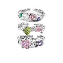 Korean version of ring for women wholesale color zircon niche design, light luxury, sweet and cool style, versatile open ring