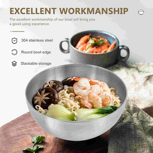 Bowl Bowls Salad Stainless Steel Soup Mixing Serving Korean Metal Ramen Rice Kitchen Container Fruit Noodle Cereal Pasta Storage