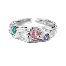 Korean version of ring for women wholesale color zircon niche design, light luxury, sweet and cool style, versatile open ring