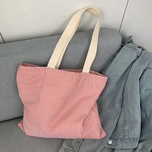 Stripe Contrast Color Women's Canvas Shoulder Bag Large Capacity CollegeBook Tote Zipper Handbags Simple Commuter Shopping Bag
