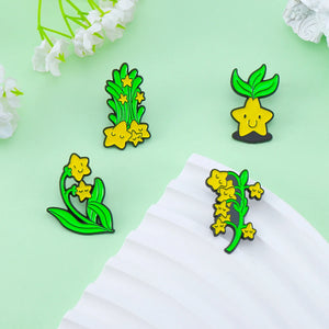 Pentagram Seeds Enamel Pins Lovely Green Plants Flower Garden Brooch Lapel Badges Cute Jewelry Gift for Friend Woman