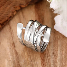 2025 New Korean Style Creative Copper Ring Women's Exaggerated Fashion Smooth Multi Layer Wrapped  Geometric Lines