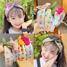 2023 Spring Korean Cloth Strawberry Rabbit Ear Bow Hairbands For Girl Children Fresh Color Cute Kawaii Head Band Accessories
