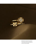 2025 Classic Design Double Layer Flower Shape Gold Color Open Ring Luxury Accessories for Korean Fashion Jewelry Girls' Fingers