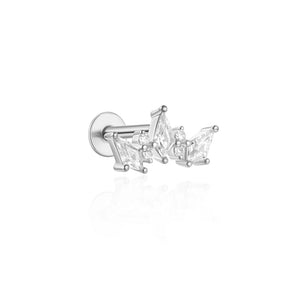 CANNER 1PC Ins Simple Flat Head Pierced Stud Earring Women 925 Sterling Silver Ins Tassel Chain Marquise Earring Party Gift