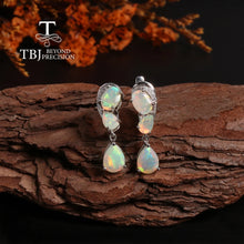 Luxury Drop earrings Natural Opal gemstones with 925 sterling silver elegantly designed women's daily wear fashion gift