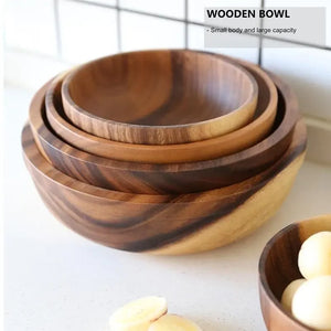 Kitchen Natural Wooden Bowl Household Fruit Bowl Salad Bowl For Home Restaurant Food Container Wooden Utensils Note The Size hot