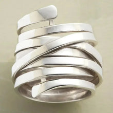 2025 New Korean Style Creative Copper Ring Women's Exaggerated Fashion Smooth Multi Layer Wrapped  Geometric Lines
