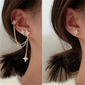 2024 Korea Fashion Simple Butterfly Stars Tassel Earrings For Girls Women Piercing Long Earrings Trend Christmas Jewelry Gifts