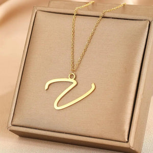 Stainless Steel A-Z 26 Initial Letters Pendant Necklace For Women Jewelry Dainty Korean Necklace Party Gift