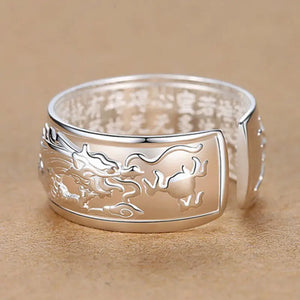 New S925 Sterling Silver Original Flying Dragon Japanese Big Non-Mosaic Aristocratic Domineering Open Adjustable Men's Ring