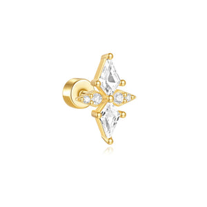 CANNER 1PC Horse Eye Heart-shaped Flat Head Cartilage Piercing Stud Earring Women 925 Sterling Silver Geometric Zircon Earring