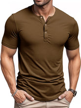 Men's Short Sleeve Henley Neck T-shirt Solid Color Male Tops Slim Fit Button Neck Casual Cozy Tshirt Streetwear S-XXXL