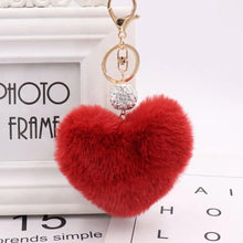 2023 Simple Love Fluff Charm Keychain Jewelry Accessories For Women Fashion Zircon Ball Key Chain Car Bag Soft Plush Key Ring