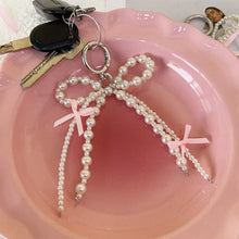 2025 New Korean Fashion Sweet Pearl Bow Keychain Heart Pendant Keyring Y2K Ins Aesthetic Holder for Girl Bag Pendant Accessories