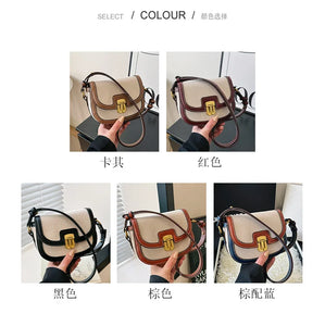 2025 New! Korean Minimalist Color - Block Single - Shoulder Crossbody Bag, Retro Saddle Style, Versatile Underarm Tote
