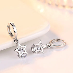 925 Sterling Silver Crystal Star Charm Stud Earrings For Women 2020 Grils Kids Wedding Gift Female pendientes mujer moda