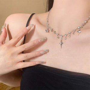 Trending Style Shiny Pendant Necklace For Women Korean Fashion Sweet Clavicle Chains Choker Wedding Party Birthday Gifts Jewеlry