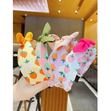 2023 Spring Korean Cloth Strawberry Rabbit Ear Bow Hairbands For Girl Children Fresh Color Cute Kawaii Head Band Accessories