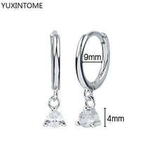 925 Sterling Silver Ear Needle Fashion Hoop Earrings White Crystal Luxury Women's Silver Earrings Wedding Women's Jewelry Gift