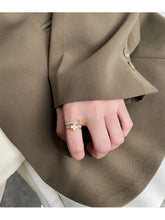 2025 Classic Design Double Layer Flower Shape Gold Color Open Ring Luxury Accessories for Korean Fashion Jewelry Girls' Fingers