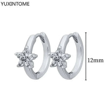 925 Sterling Silver Ear Needle Fashion Hoop Earrings White Crystal Luxury Women's Silver Earrings Wedding Women's Jewelry Gift