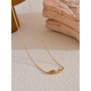 Yhpup Fashion Chic Cubic Zirconia Elegant Korean Necklace Pendant Tarnish Resistant Stylish Gold Color Chain Collar Jewelry Gift