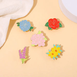 Flower Enamel Pin Blossom Sage Rose Brooch Metal Plant Garden Backpack Badge Hat Jewelry Lapel Natural Women Gift Free Shipping