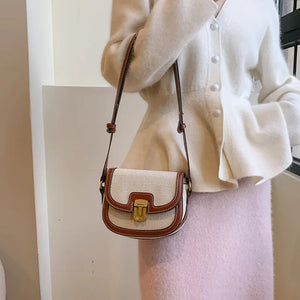 2025 New! Korean Minimalist Color - Block Single - Shoulder Crossbody Bag, Retro Saddle Style, Versatile Underarm Tote