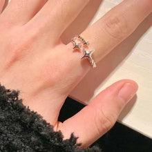 2025 New Korean Silver Color Four Pointed Star Rings For Women Simple Y2k Cross Star Opening Adjustable Finger Ring Jewelry Gift