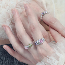 Korean version of ring for women wholesale color zircon niche design, light luxury, sweet and cool style, versatile open ring