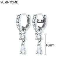 925 Sterling Silver Ear Needle Fashion Hoop Earrings White Crystal Luxury Women's Silver Earrings Wedding Women's Jewelry Gift