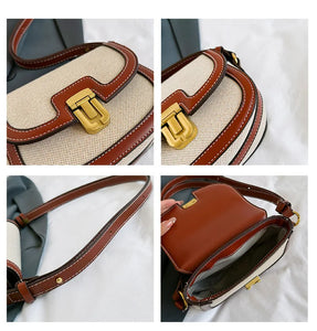 2025 New! Korean Minimalist Color - Block Single - Shoulder Crossbody Bag, Retro Saddle Style, Versatile Underarm Tote