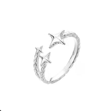 2025 New Korean Silver Color Four Pointed Star Rings For Women Simple Y2k Cross Star Opening Adjustable Finger Ring Jewelry Gift