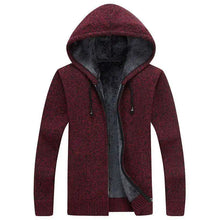 Winter Men Sweatercoat Hooded knit Cardigan Coat Men's Fleece Knitted Sweater Jackets Casual Solid Cardigan Sweater Man Clothes