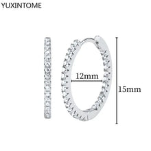 925 Sterling Silver Ear Needle Fashion Hoop Earrings White Crystal Luxury Women's Silver Earrings Wedding Women's Jewelry Gift