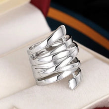 2025 New Korean Style Creative Copper Ring Women's Exaggerated Fashion Smooth Multi Layer Wrapped  Geometric Lines
