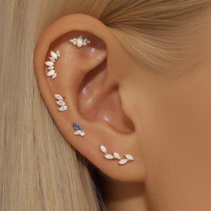 CANNER 1PC Horse Eye Heart-shaped Flat Head Cartilage Piercing Stud Earring Women 925 Sterling Silver Geometric Zircon Earring
