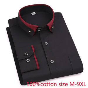 new arrival fashion male Solid 100% Cotton Oversized formal Youth spring men's shirt long sleeve high quality plus size M-9XL