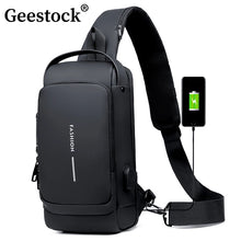 Geestock Crossbody Bag Men's Shoulder Bag Anti-Theft Travel Messenger Chest Sling Pack USB Chest Bag Shoulder Bag For Men