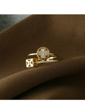 2025 Classic Design Double Layer Flower Shape Gold Color Open Ring Luxury Accessories for Korean Fashion Jewelry Girls' Fingers