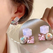 925 Silver Needle Korean Fashion Colorful Cube Crystal Earrings For Women Jewelry 2024 Trending New Sweet Zircon Stud Earrings